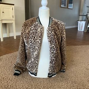 leopard print zip up jacket